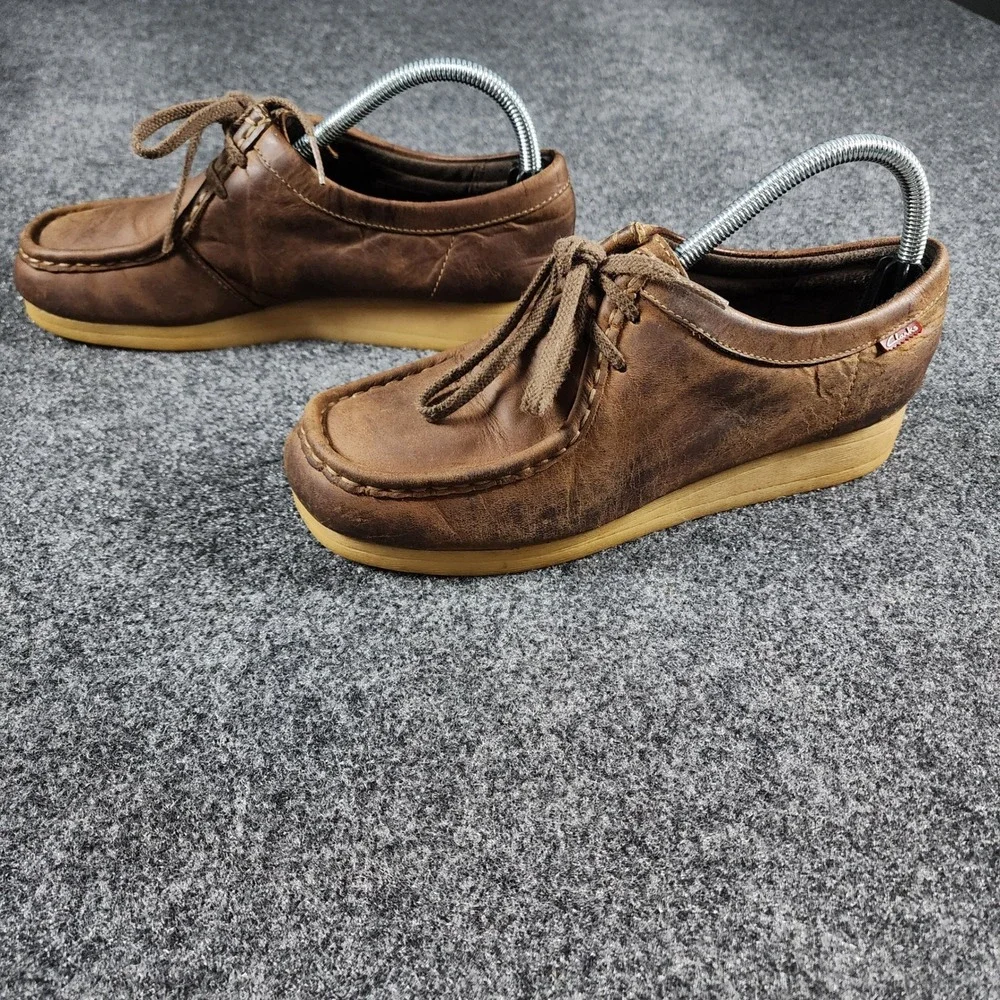 Clarks Padmora Wallabee Oxfords Women 8.5 Brown Leather Lace Up Loafers